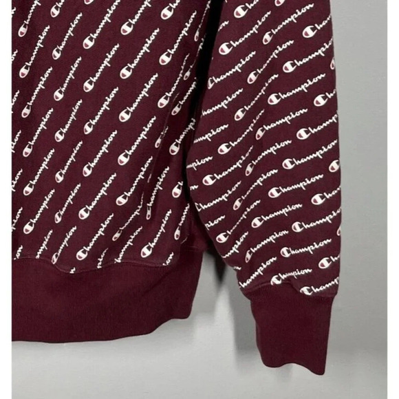 Champion Reverse Weave All Over Logo Sweatshirt Size M Crew Neck Long Sleeve - Picture 4 of 6